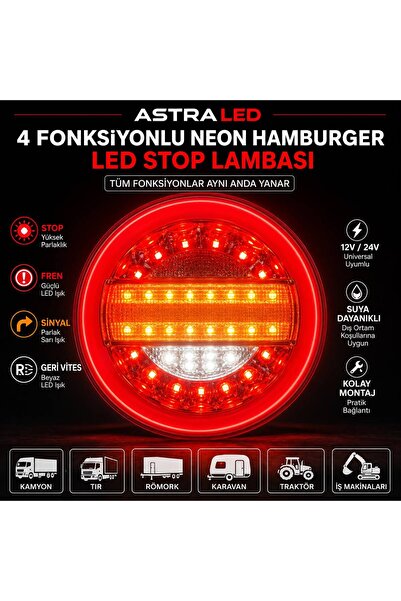 ASTRA LED ULTRA NEON HAMBURGER STOP SİNYAL GERİ FREN LAMBA 24 VOLT SU GEÇİRMEZ