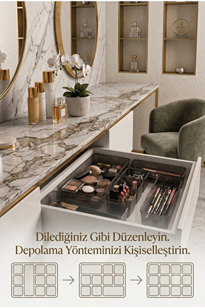 VİGENTİNO 7'Li Modüler Makyaj Seti - Çekmece İçi Makyaj Organizeri