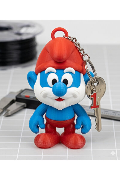 Genel Markalar Şirinler Şirin Baba Anahtarlık - Papa Smurf Keychain