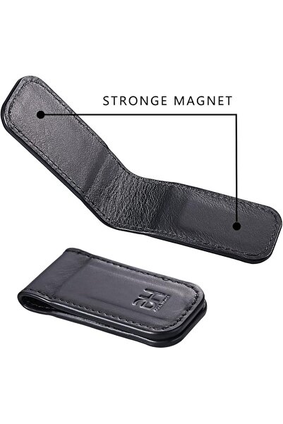 GH GOLD HORSE Slim Magnetic Money Clip Genuine Leather Business Card Holder f...
