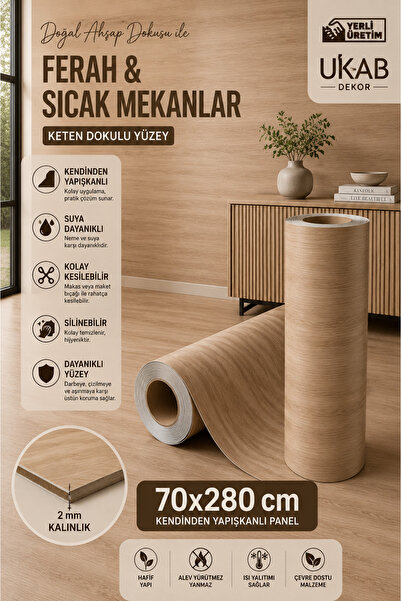UKAB DEKOR 70x280 Cm Tek Parça Kendinden Yapışkanlı Premium Yüzey Dekoratif Z...