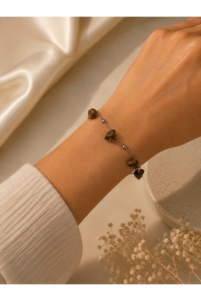 316 L çelik Tiger's Eye Natural Stone Steel Bracelet