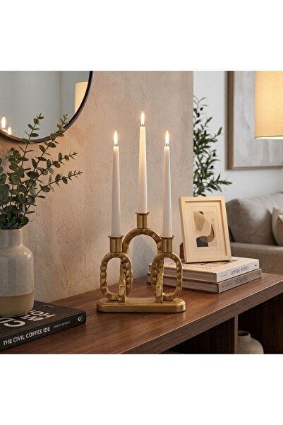 Generic Mirabella Metal Candle Holder 25.5X5X22.5 cm -Gold