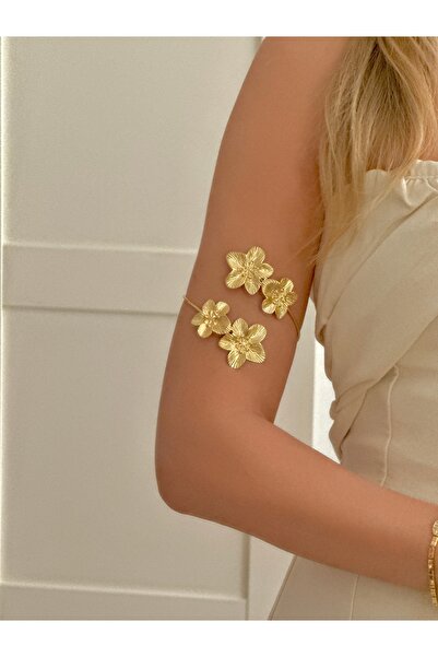 YOUES JEWELRY Arm Cuff Steel Flower Helen Hellenistic Pazu Arm Cuff Gold Adju...