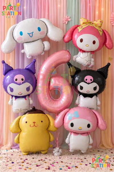 Parti Station Sanrio Kuromi 6 Year Old Balloon Set 6 Pieces Large Size – My M...