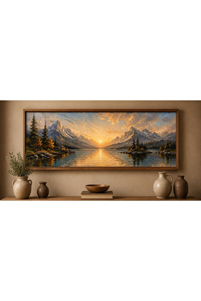 woodhomeworks Tek Parça Gerçek Ahşap yatay Panorama Çerçeveli Tablo
