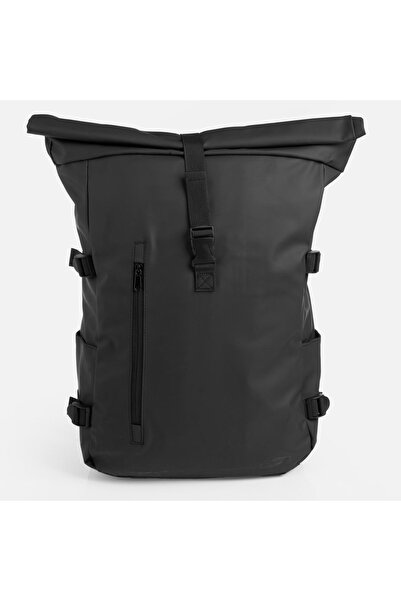 OEM Rucsac roll-top negru din PU 35x25x54cm pentru bărbați, călătorii și camping
