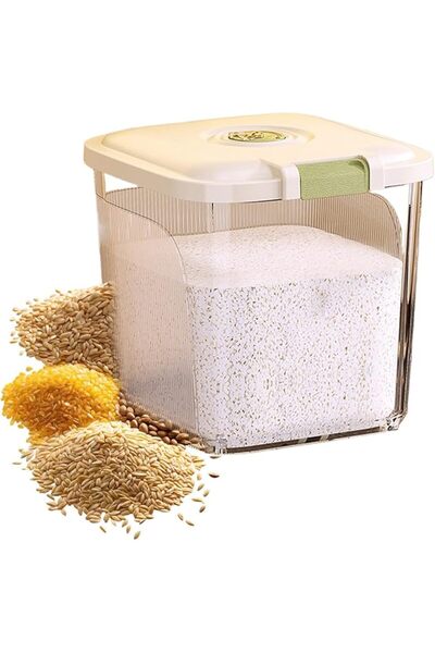 ALMEKAQUZ Rice Storage Container, Plastic Portable Cereal Container for Kitch...
