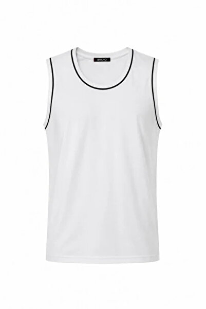 Beruflic Front Unisex Cotton Crew Neck Sleeveless Undershirt with Contrast Pi...