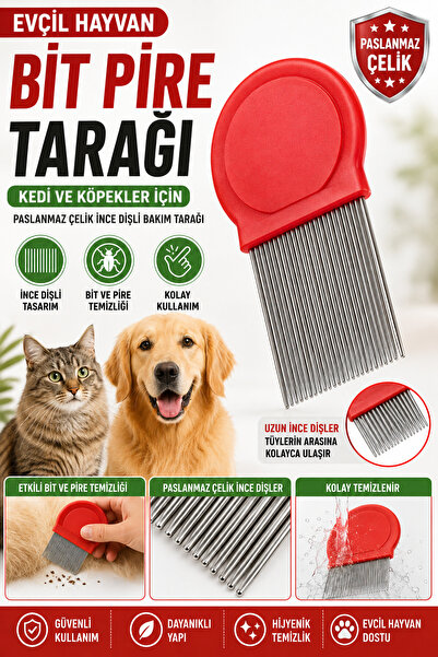 Hane Dostu Evcil Hayvan Uzun Bit Pire Tarağı Paslanmaz Çelik İnce Dişli Kedi ...