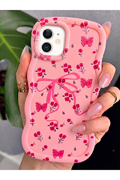 Rivor Apple iPhone 11 Uyumlu Kılıf Kamera Çıkıntılı Kurdele Ve Çiçek Kabartma...