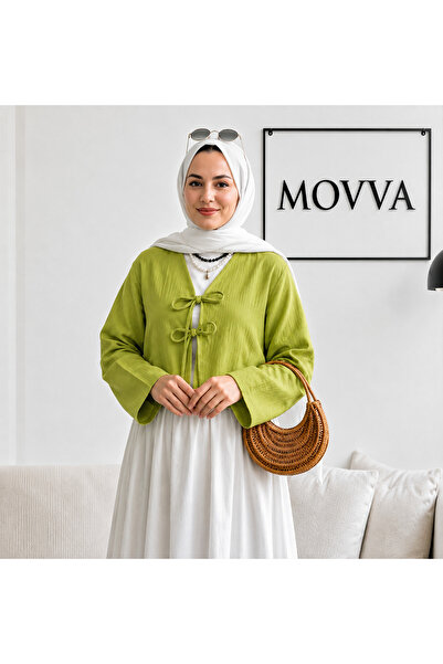 Movva Önü Bağlamalı Kimono Tesettür Tunik Yeni Sezon Rahat Kalıp Önü Baglamal...