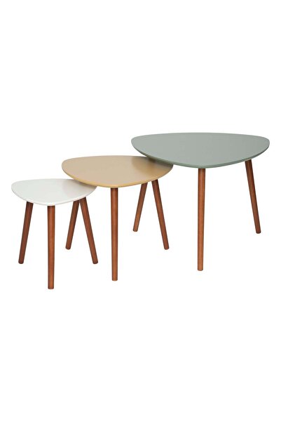Atmosphera Mese stivuibile "Mileo" - Verde, Galben Ocre, Alb, L.34/46/60 cm