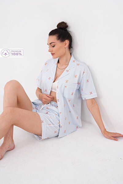 LULUS FRİENDS Shirt Collar Short Sleeve Front Heart Button Pocket Detail Mini...