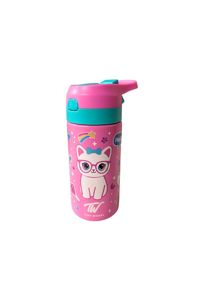 TINY WHEEL Stainless Steel Water Bottle with Spray (Cat Design) (320 ml)