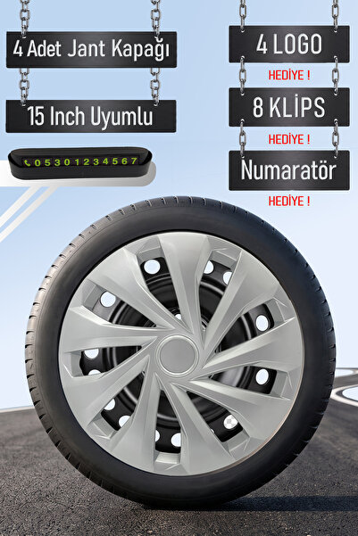 Routicar Toyota Jant Kapağı Seti 4 Adet 15" inç Gri ( Corolla Yaris Auris Ave...