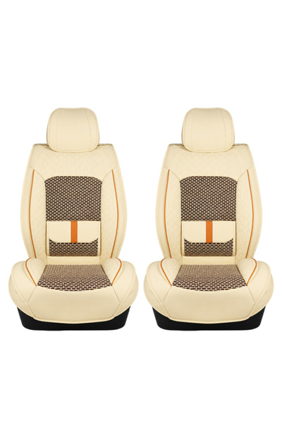 3XR Combo 2PCS Universal PU Leather Car Seat Cover Breathable Waterproof Fron...