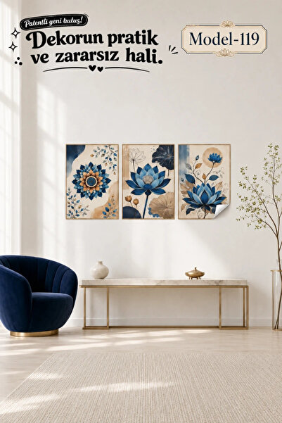 Akıllı Kağıt Static Cling Tablecloth - Poster Flower (Model- 119)