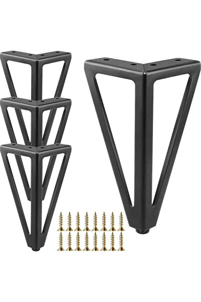 STARSTAR 6-Inch Black Furniture Legs Heavy-Duty Metal Feet 4-Piece Set Gold S...