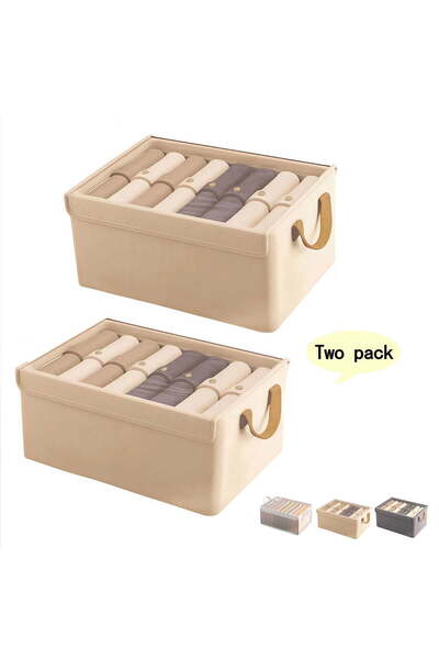 STARSTAR Two-piece canvas storage box set with transparent lids, suitable for...