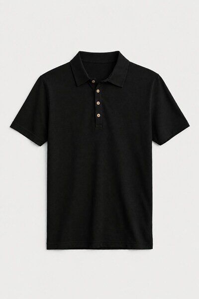 Antioch Black Buttoned Polo Collar Men's T-Shirt