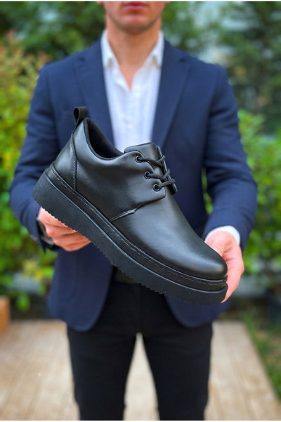 Zerenyus Zrk-X3 Premium Thick Sole Black Lace-Up Men's Casual Classic Shoes