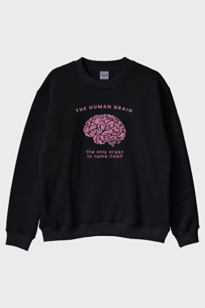 lofux The Human Brain Printed Design Crew Neck Sweatshirt