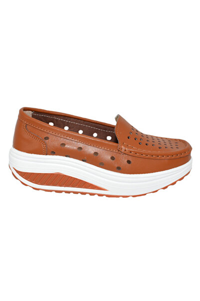 OEM Pantofi casual damă maro din piele naturală cu perforații și talpă ortope...