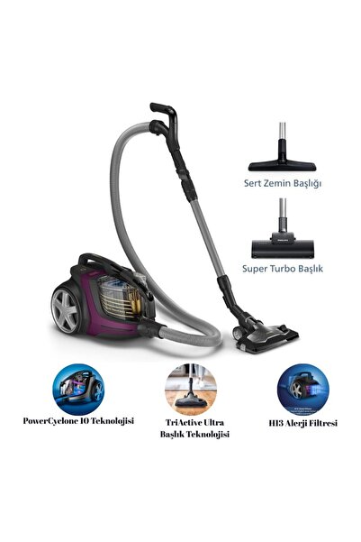 Philips 899 W, Powercyclone 10, Süper Turbo Fırça, Marathon Ultimate XB9155/0...