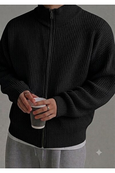 zs zaos fashion Men's Winter Thick Owersize Full Zipper Cardigan Sweater Stan...
