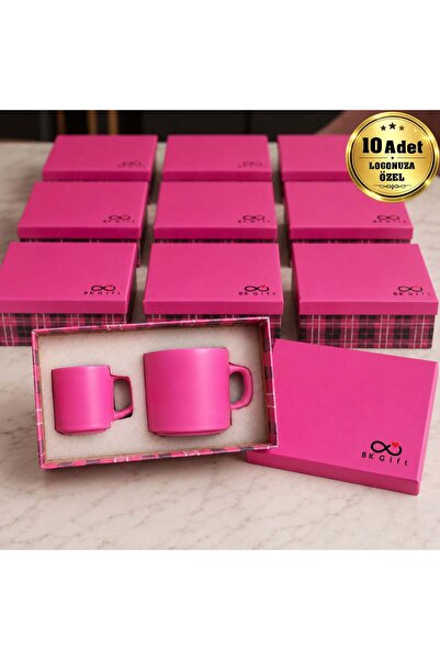 Bk Gift Personalized with Your Logo: 10-Piece Pink Boxed Turkish Coffee Cup a...