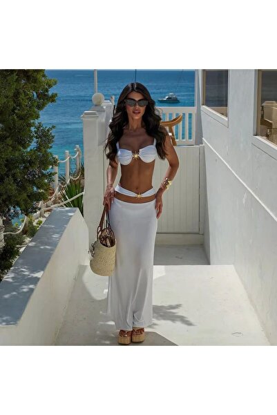 Genel Markalar "Golden Sun" Halter Bikini Takımı – Güneş Charm Detaylı Uzun E...