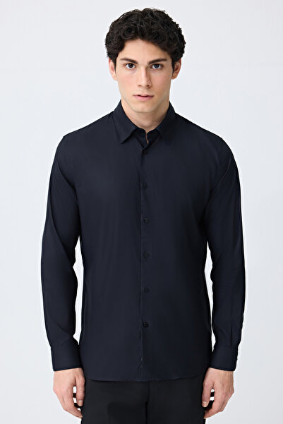 Tween Slim Fit Siyah Düz Gömlek