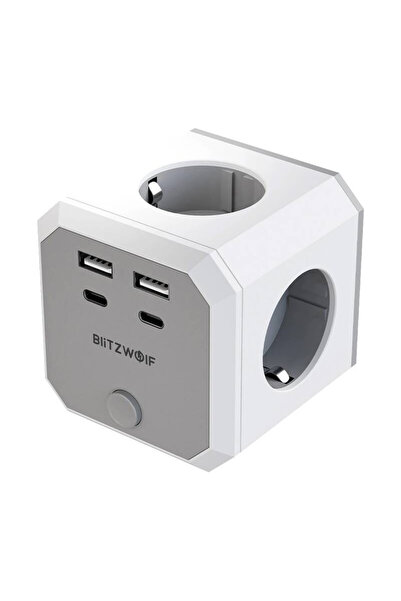BlitzWolf Cub de alimentare 8-în-1 pentru încărcare: 4x AC, 2x USB-A, 2x USB-C