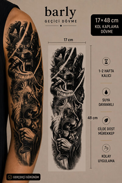 Barly Aslan Kol Dövme Geçici Tattoo