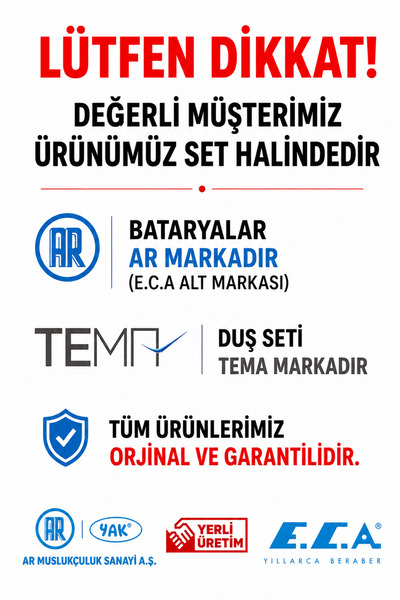 AR E.C.A Lite Banyo Bataryası + Lite Lavabo Bataryası + Tema 53242 Rain Carismo Duş Sistemi