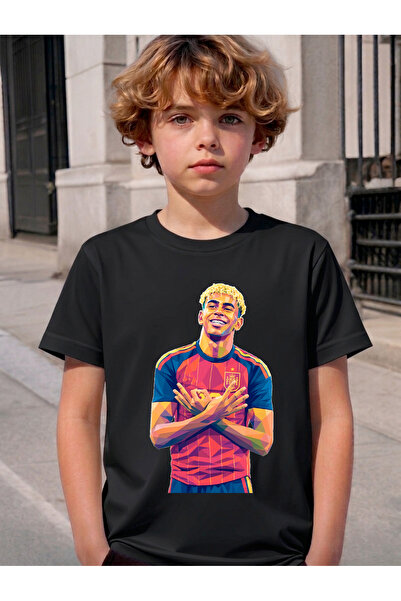 STİL-X Lamine Yamal Printed Crewneck Children's and Youth T-Shirt, Soft Textu...