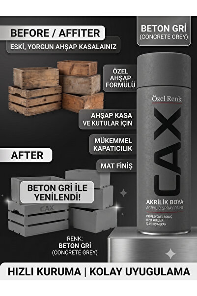 caxcolors CAX Akrilik Sprey Boya Krom Rengi 400ml - Ahşap Kasa ve Kutular İçi...