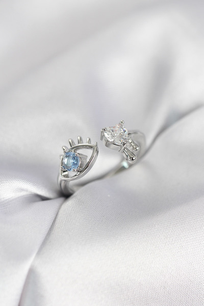 DMR Elegance Tear Drop Model Silver Color Zircon Stone Women's Ring