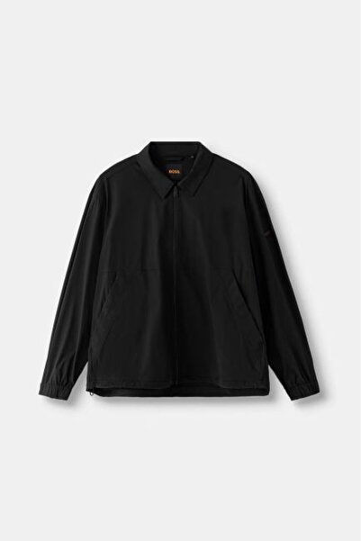 BOSS SİYAH LOGOLU FERMUARLI ERKEK GÖMLEK