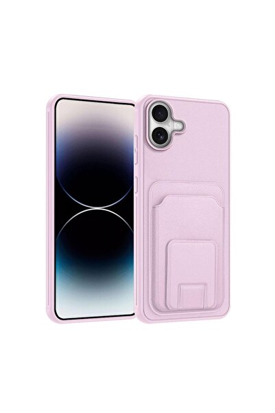 Zebana Apple iPhone 17 Uyumlu Kılıf FlexStand Kartlıklı Silikon Kılıf Rose Gold
