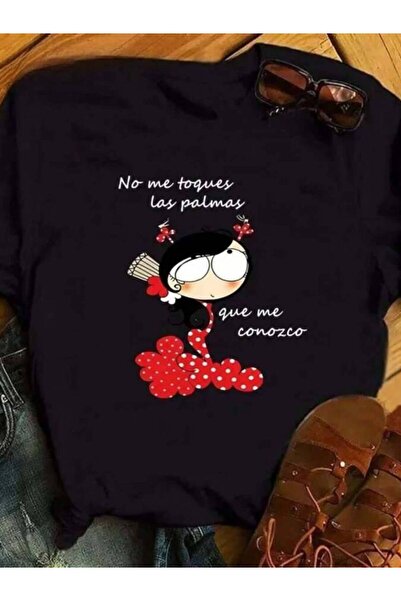 25W Flamenco Dance Cartoon Girl Print Fashion Round Neck Tops Cute T-Shirt La...