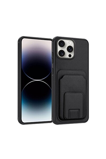 Zebana Apple iPhone 16 Pro Max Uyumlu Kılıf FlexStand Kartlıklı Silikon Kılıf...