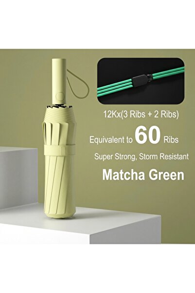Choice9 60Ribs Matcha green Reinforced 24-Bone Umbrella, Men's Business Stron...