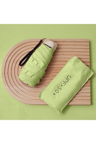 Choice4 light green UPF50+ Mini Flat 5-Fold Umbrella, Portable Pocket UV Prot...