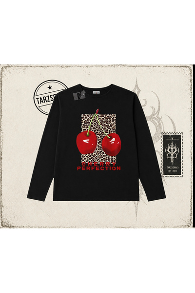 Tarzsokak Ženska majica Cherry Perfection Leopard s okruglim izrezom i dugim ...