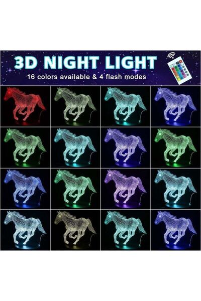 STARSTAR 3D Horse Touch/Remote Night Light with 16 Dimmable Colors (Rechargea...