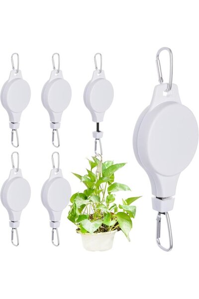 STARSTAR 6-Piece Retractable Plant Stand with Wheels (white), height adjustab...