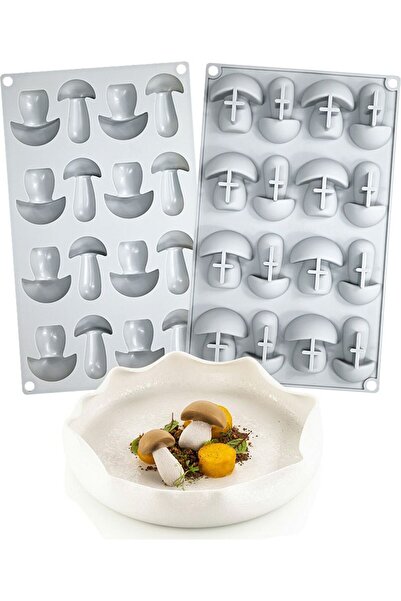 STARSTAR 3-piece cake mold, mushroom-shaped pastry mold, 16 compartments, non...