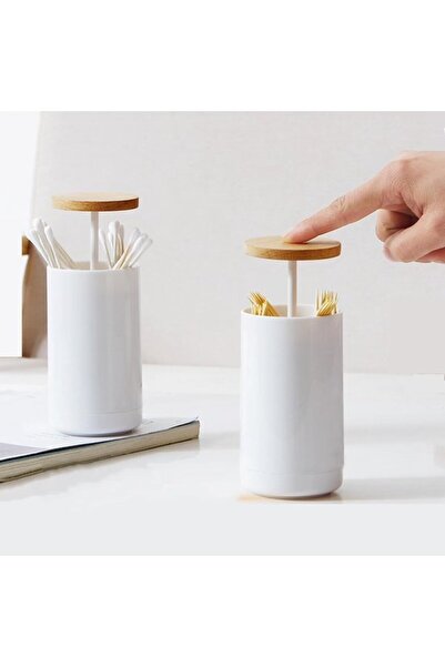 STARSTAR 2pc Push-to-Lock Cotton Swab Storage Box with Lid, Q-Tip Dispenser f...